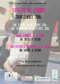 Stages de cirque pour enfants - Toussaint 2016. Du 24 au 28 octobre 2016 à Boulogne-Billancourt. Hauts-de-Seine.  09H30